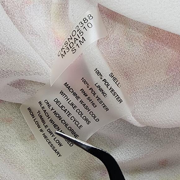 Calvin Klein Top Womens XL Orange Chiffon Lined Short Sleeve Blouson Peplum Tie - Picture 6 of 10